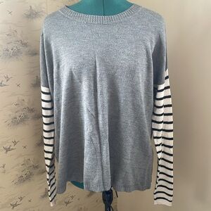 French Connection Grey shirt with Stripped Sleeves